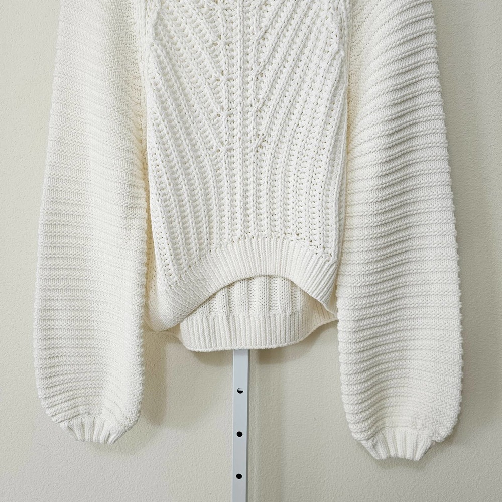 FREE PEOPLE NWT Women's Oversized Sweetheart Ivory Knit Mock Sweater Sz M - Picture 6 of 15